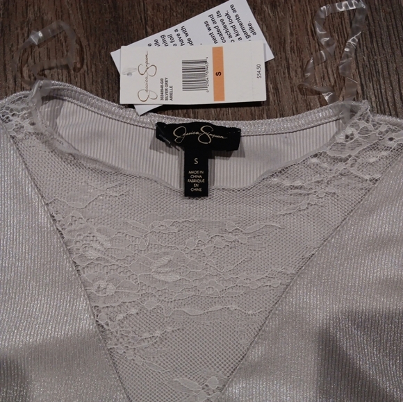 Jessica Simpson Silver Long Sleeve Fitted Blouse - Picture 2 of 5